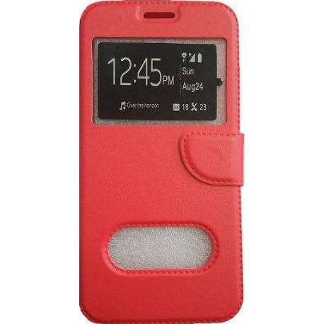 SAMSUNG GALAXY J7 2016 (J710) BOOK CASE RED WITH WINDOWS