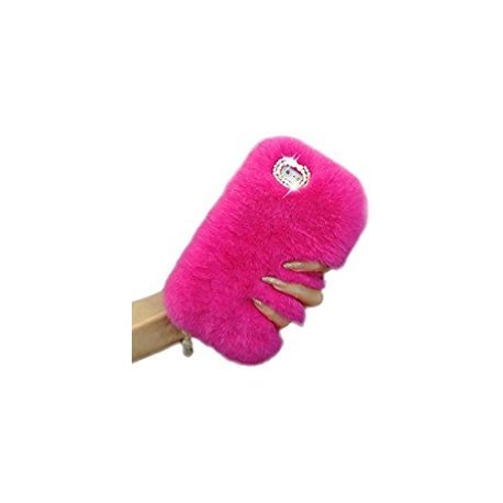 iPhone 7 Back Case Faux Fur Hair Soft Warm Pink