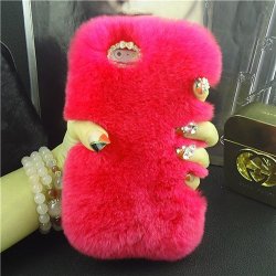 IPhone X/XS Back Case Faux Fur Hair Soft Warm Red