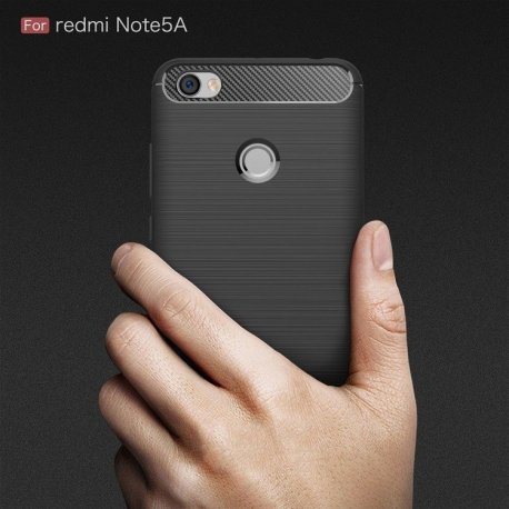 Xiaomi Redmi Note 5A Case Carbon Fiber Design TPU Flexible Soft Black