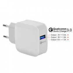 Mobile Phone QC 3.0 Charger, Qualcomm, Quick Charge/3.0, 5V-9V-12V/3.0A-1.8A-1.5A