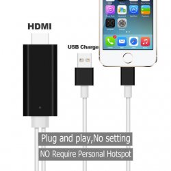 Lightning to HDMI Adapter Cable with USB charger cable Model:A5-01 Black(For Iphone 5/5s/6/6p/6s/6sp)