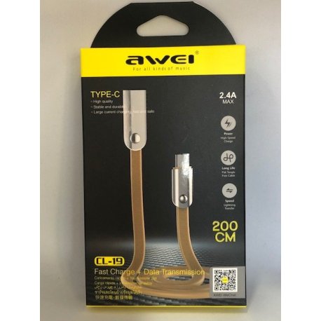 Awei CL-19 Type C Cable 2m Gold