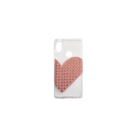 Xiaomi Redmi 5A Silicone Back Cover Case Clear With Pink Heart And Strass