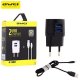 Awei C-900 Dual Port 2.1A Output USB Charger With Cable Black