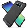 Samsung Galaxy S10 Plus G975 Case Carbon Fiber Design TPU Flexible Soft Black