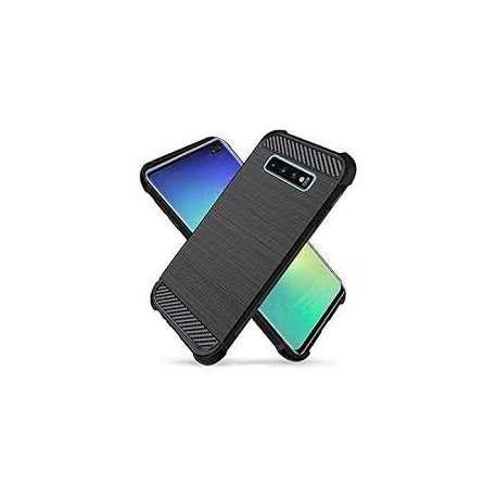 Samsung Galaxy S10 G973 Case Carbon Fiber Design TPU Flexible Soft Black