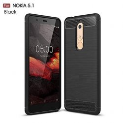 Nokia 5.1 Case Carbon Fiber Design TPU Flexible Soft Black