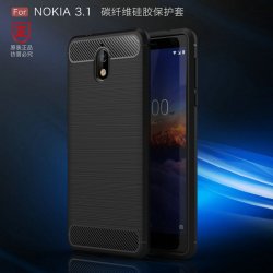 Nokia 3.1 Case Carbon Fiber Design TPU Flexible Soft Black