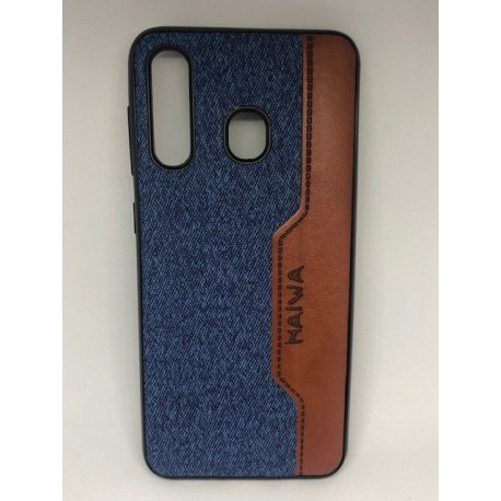 Samsung Galaxy M10 Retro Jean Denim PU Leather Case Blue-Brown