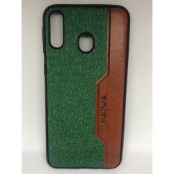 Samsung Galaxy M20 Retro Jean Denim PU Leather Case Green-Brown