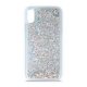 Samsung Galaxy A50 A505 Liquid Glitter Back Case Heart Silver