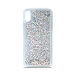 Samsung Galaxy A50 A505 Liquid Glitter Back Case Heart Silver