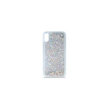 Samsung Galaxy A50 A505 Liquid Glitter Back Case Heart Silver