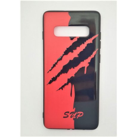 Samsung Galaxy S10 Plus G975 Cover Case Tempered Glass Sup Designer Black/Red
