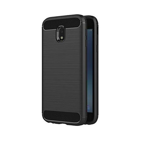 Samsung Galaxy J3 J330 Case Carbon Fiber Design TPU Flexible Soft Black