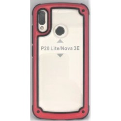 Huawei P20 Lite / Nova E3 Armor Transparent Acrylic+TPU Hybrid Phone Case Red
