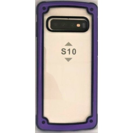 Samsung Galaxy S10 G973 Armor Transparent Acrylic+TPU Hybrid Phone Case Purple