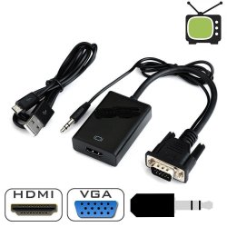 VGA to HDMI Adapter Convertor Cable Converter with Audio