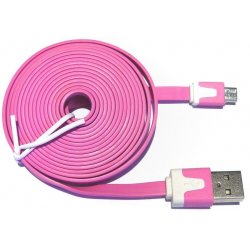MBaccess Micro Usb Flat Cable 2M Pink