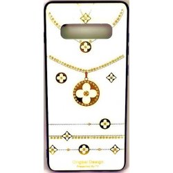 Samsung Galaxy S10 Plus G975 Back Case Tempered Strass White-Gold