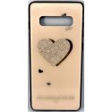 Samsung Galaxy S10 Plus G975 Back Case Tempered Strass Heart RoseGold