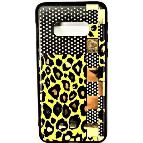 Samsung Galaxy S10e G970 Back Case Tempered Strass Leopar
