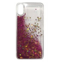IPhone X/XS Liquid Glitter Back Case Heart Pink