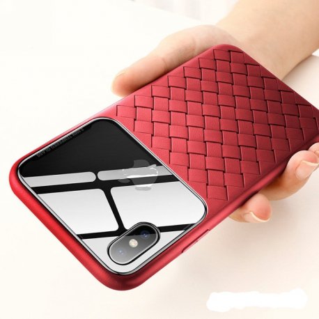 Samsung Galaxy A20e A202 Glass & Weaving Case Red