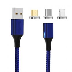 Kouvolsen X15 Magnetic Cable 3 IN 1 Micro USB Type C Lighting Fast Charging Blue