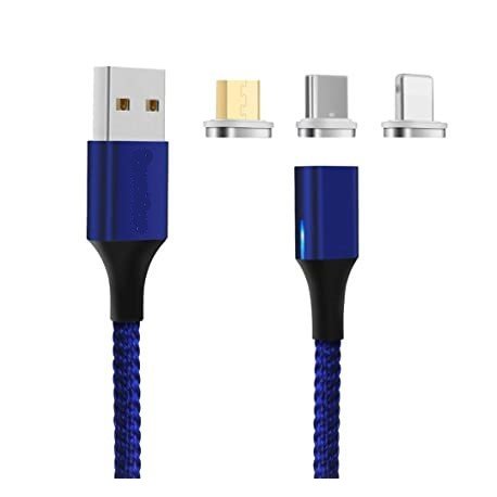 Kouvolsen X15 Magnetic Cable 3 IN 1 Micro USB Type C Lighting Fast Charging Blue