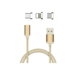 Kouvolsen X15 Magnetic Cable 3 IN 1 Micro USB Type C Lighting Fast Charging Gold