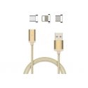 Kouvolsen X15 Magnetic Cable 3 IN 1 Micro USB Type C Lighting Fast Charging Gold