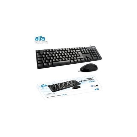MBaccess Alfa Wired Keyboard+Mouse Set KMS-001 Black (UK/GR)