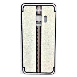 Samsung Galaxy S9 G960 Leather Style Grib And Stripe Case White