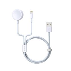 Apple Watch Devia Cable Smart 2in1 8-Pin With Inductive Charger White