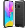 Huawei P40 Lite E Case Carbon Fiber Design TPU Flexible Soft Black