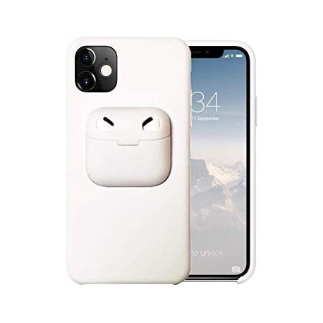 IPhone 11 Shockproof Silicone Case With AirPods Case White