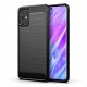 Samsung Galaxy A71 A715 Case Carbon Fiber Design TPU Flexible Soft Black