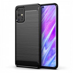 Samsung Galaxy A71 A715 Case Carbon Fiber Design TPU Flexible Soft Black