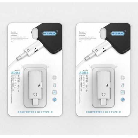 Ezra AD03 Adapter Type C To Type C/Aux 3.5mm White