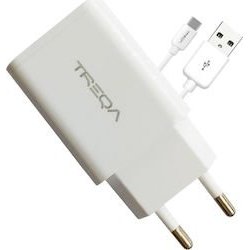 Treqa CS-203 Micro USB Cable & USB Wall Adapter 2.4A White
