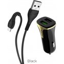 Hoco Z31 18W 3.4A Portable QC3.0 Dual USB Car Charger With Type C Cable Black