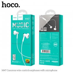 Hoco M47 Canorous Wire Control Earphones With Microphone White