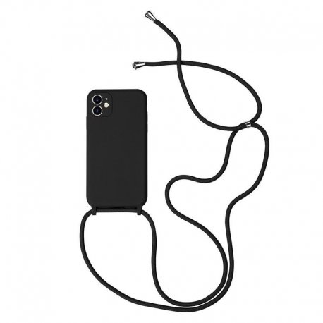 IPhone 11 Pro Max Soft And Silky Shoulder Rope Silicone Case Black