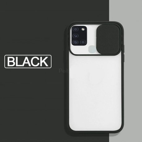 Samsung Galaxy A21S A217 Soft Edges Case With Camera Sliding Door Design Black
