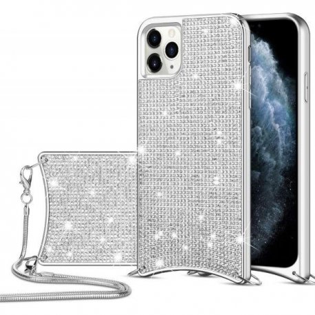 IPhone 11 Pro Max Luxury Case With Bodystrap Black Silver
