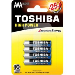 Toshiba High Power AAA LR03 4 Pcs Pack Alkaline Blister