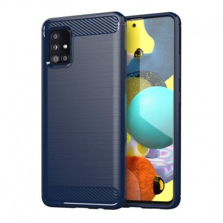 Samsung Galaxy A71 A715 Case Carbon Fiber Design TPU Flexible Soft Blue