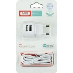 XO L62 Wall Charger 2x USB 2,4A Lightning Cable White